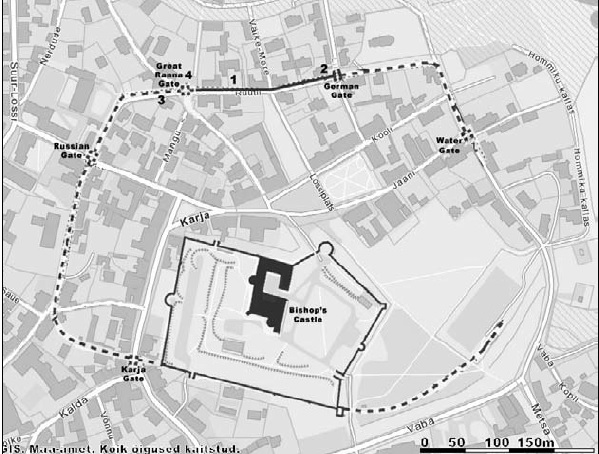 схема средневековых стен города Хаапсалу 